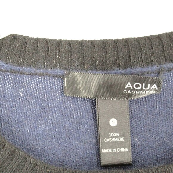 Aqua Cashmere Lace Detail colorblocked Short Sleeve Sweater Small - Picture 2 of 3